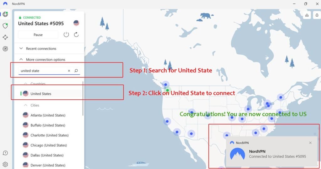 Vudu Free Trial: How to Access VUDU Outside the US (2024) 3 Connect NordVPN US