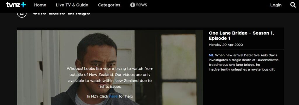TVNZ Error outside New Zealand