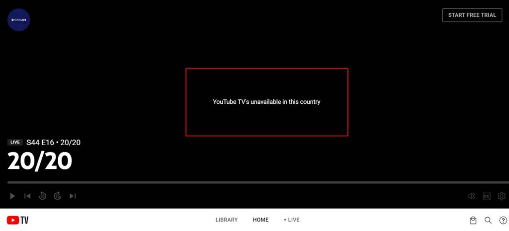 Youtube TV Error