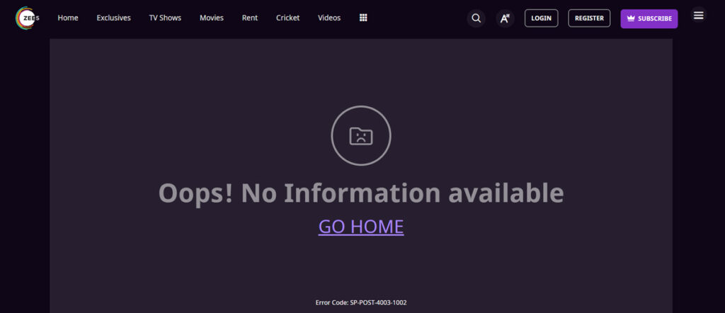 Zee5 Error